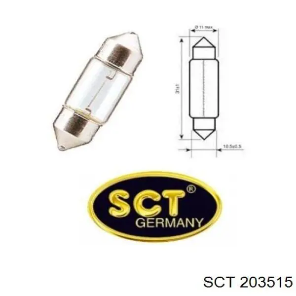 Лампочка плафона освещения салона/кабины SCT 203515 цена, от 1.03 USD
