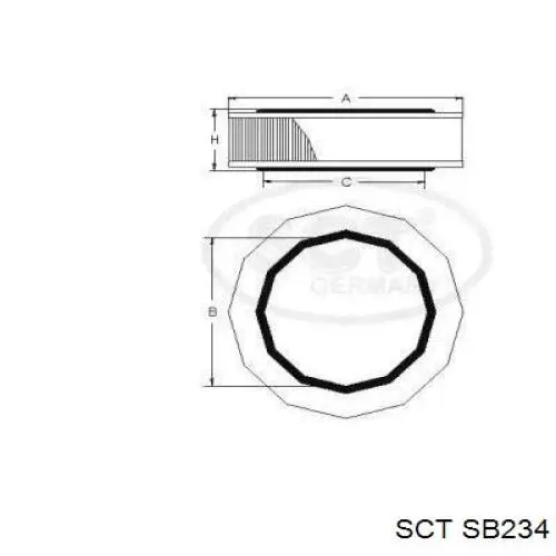 Воздушный фильтр SB234 SCT