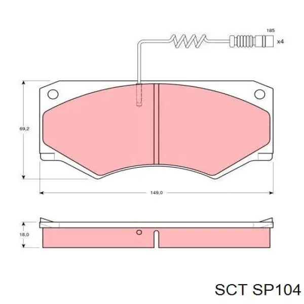 Передние тормозные колодки SP104 SCT