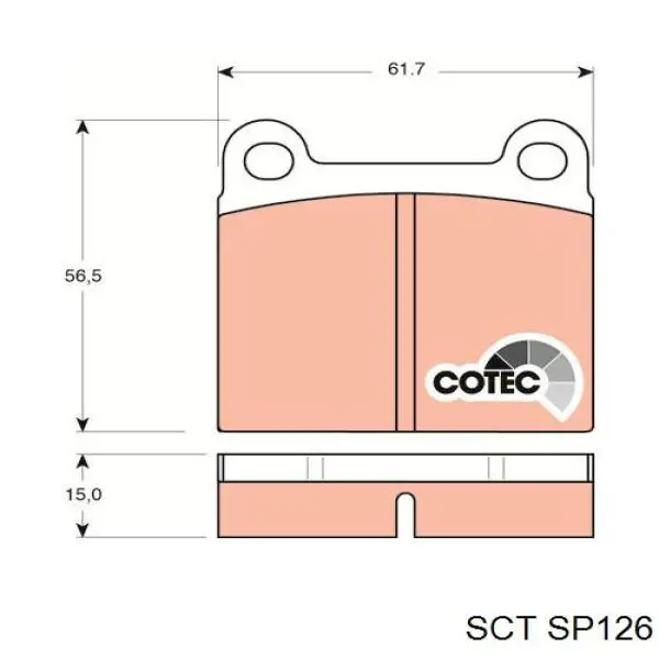 Колодки тормозные задние дисковые SCT SP126