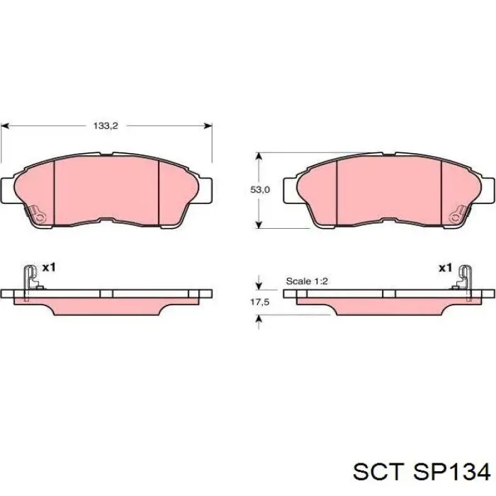 Передние тормозные колодки SP134 SCT