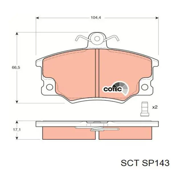 Передние тормозные колодки SP143 SCT