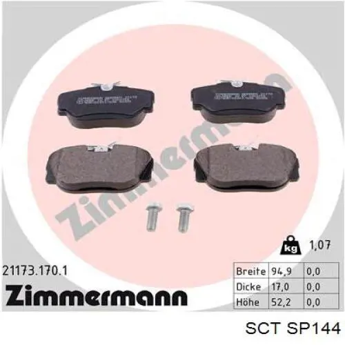 SP144 SCT Колодки передние