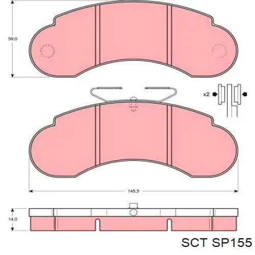 Колодки тормозные задние дисковые SCT SP155