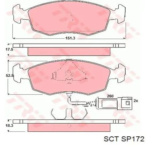 SP172 SCT Колодки передние