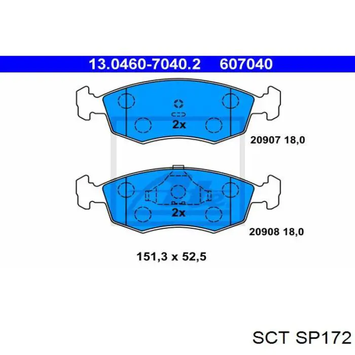 Передние тормозные колодки SP172 SCT