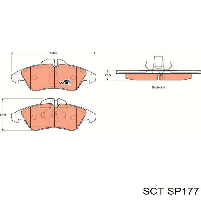 Передние тормозные колодки SP177 SCT
