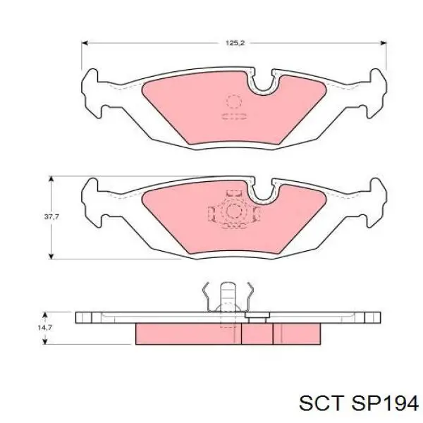 Задние тормозные колодки SP194 SCT