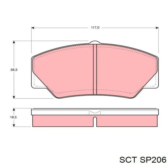 Передние тормозные колодки SP206 SCT