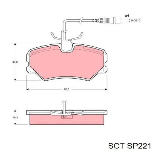 Колодки тормозные задние дисковые SCT SP221