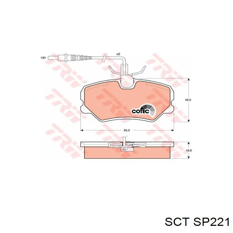 Колодки дисковые  SCT SP221 цена, от 12.89 USD