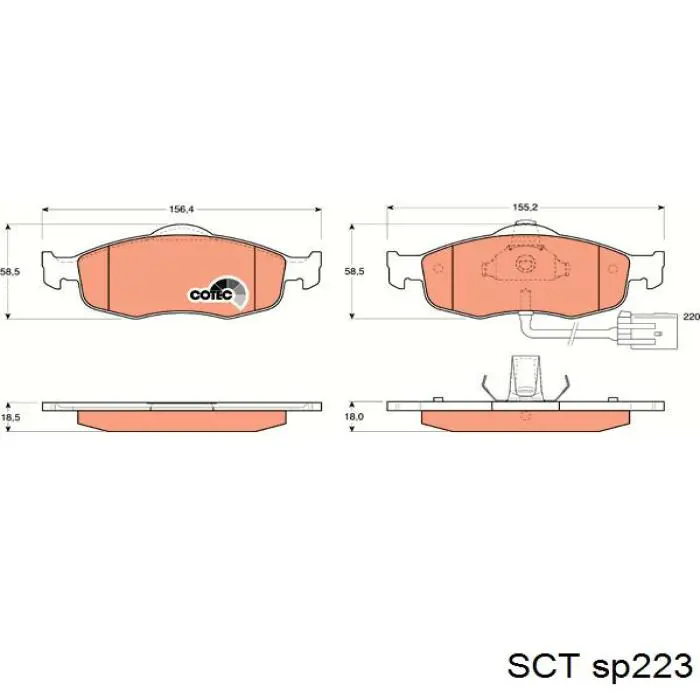 Колодки тормозные передние дисковые SCT SP223