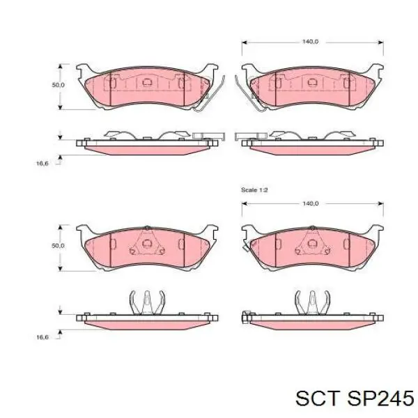 Задние тормозные колодки SP245 SCT