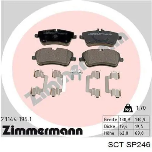 SP246 SCT Колодки передние