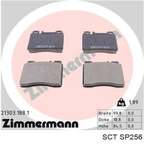 Передние тормозные колодки SP256 SCT