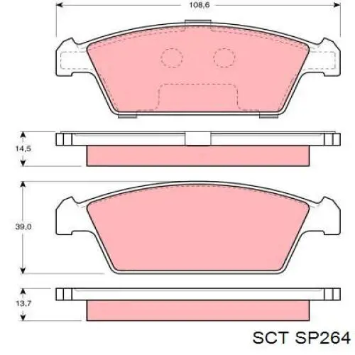 Передние тормозные колодки SP264 SCT