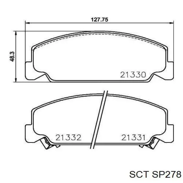 Передние тормозные колодки SP278 SCT