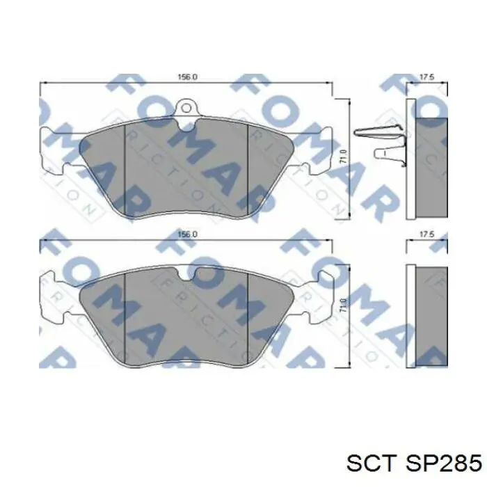 SP285 SCT Колодки передние