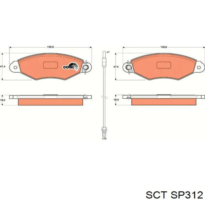 Передние тормозные колодки SP312 SCT
