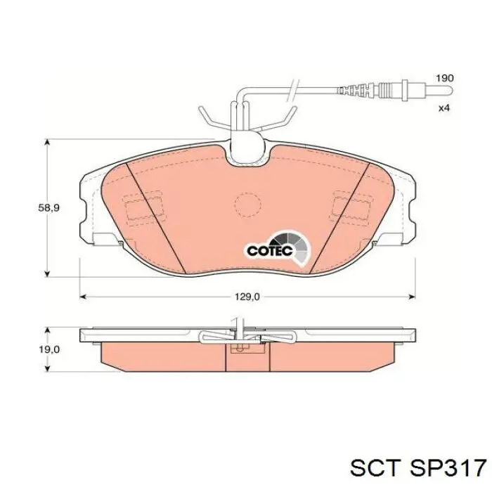 Колодки тормозные передние дисковые SCT SP317