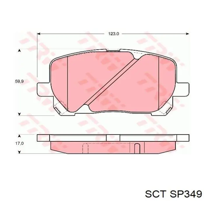SP349 SCT Колодки передние