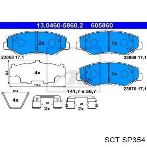 SP354 SCT Колодки передние