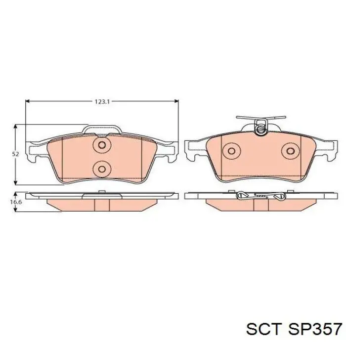 Задние тормозные колодки SP357 SCT