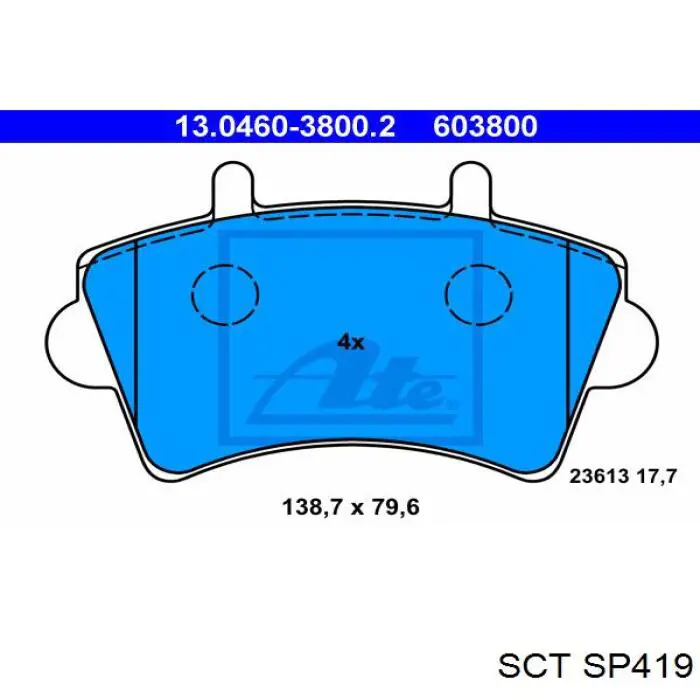 SP419 SCT Колодки передние