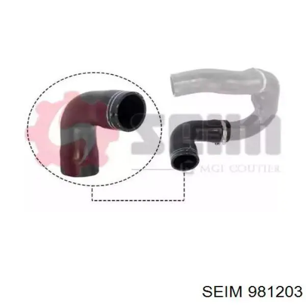 Шланг (патрубок) интеркуллера нижний левый 981203 Seim