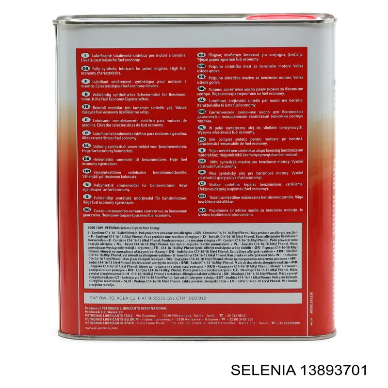 Моторное масло Selenia Digitech Pure Energy 0W-30 Синтетическое 2л (13893701)