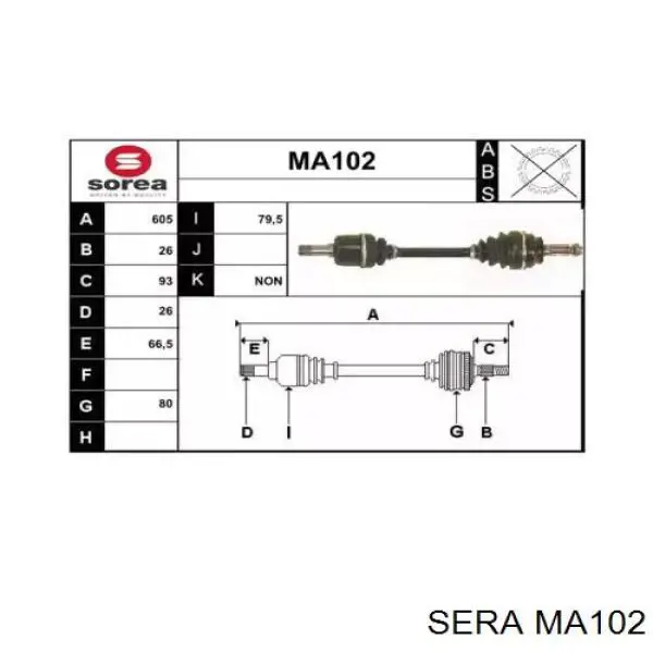 Полуось передняя левая на Mazda 626 II GC