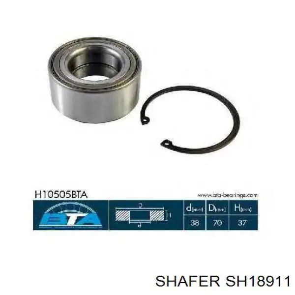 SH18911 Shafer Подшипник ступицы передней