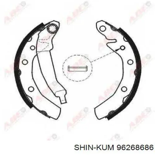 Задние барабанные колодки 96268686 Shin KUM