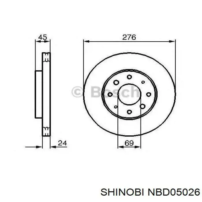 NBD05026 Shinobi диск тормозной передний