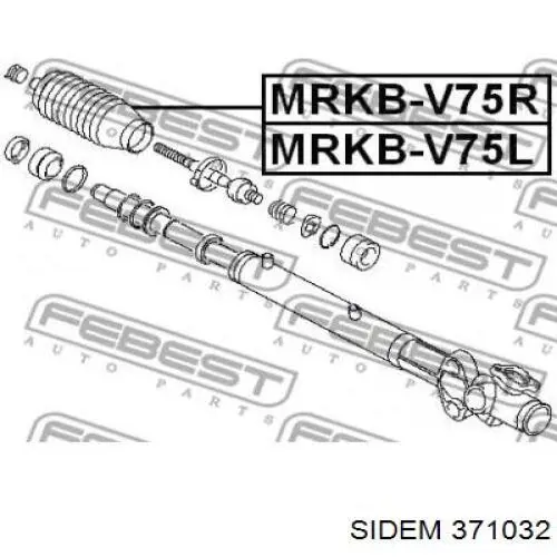 Пыльник рулевого механизма/рейки, левый Sidem 371032 цена, от 8.08 USD