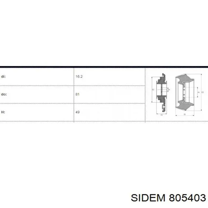 Опора стойки амортизатора переднего Sidem 805403 цена, от 15.92 USD
