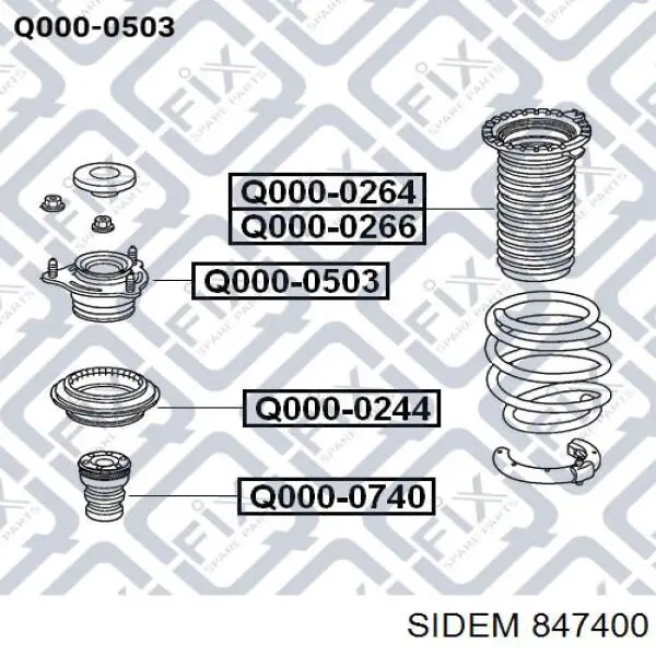 Опора стойки амортизатора переднего Sidem 847400 цена, от 17.76 USD