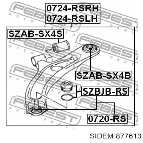 Сайлентблок передней подвески Sidem 877613 цена, от 7.88 USD