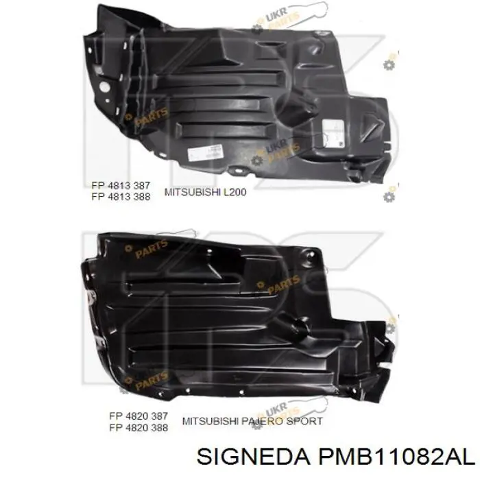 Подкрылок крыла переднего левый передний Signeda PMB11082AL цена, от 12.59 USD