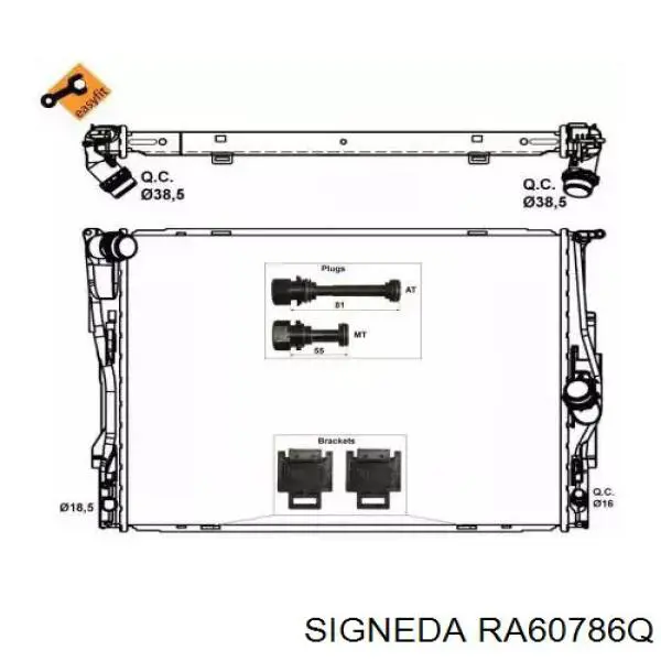 Радиатор охлаждения двигателя Signeda RA60786Q цена, от 86.33 USD