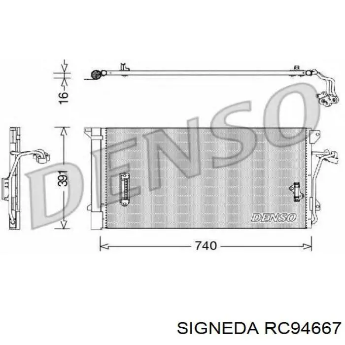 Конденсатор кондиционера Signeda RC94667 цена, от 82.26 USD