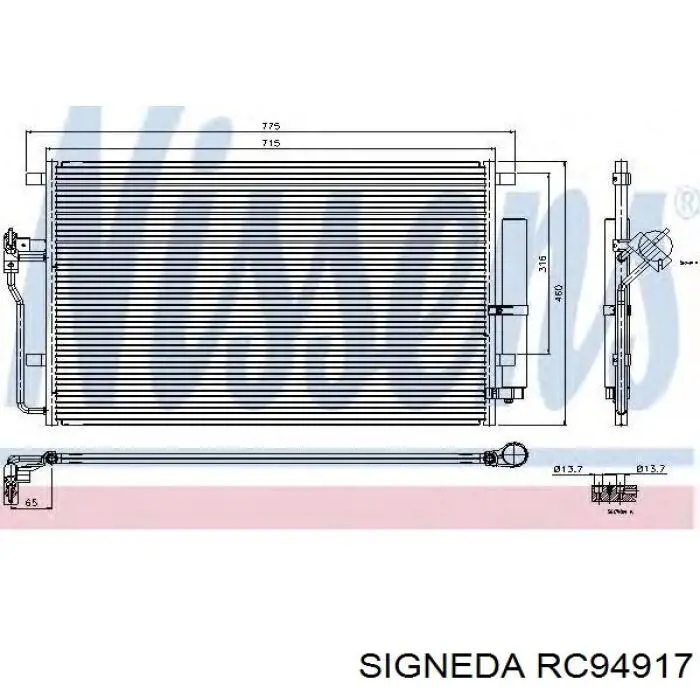 Радиатор кондиционера Фольксваген Крафтер 30-35 (Volkswagen Crafter)