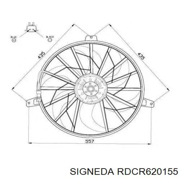 Электровентилятор охлаждения в сборе (мотор+крыльчатка) Signeda RDCR620155