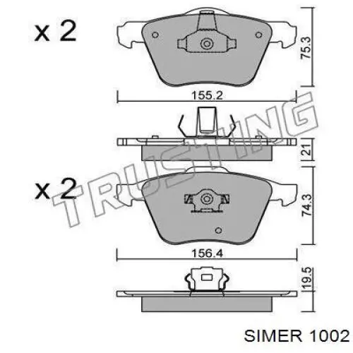 Передние тормозные колодки 1002 Simer