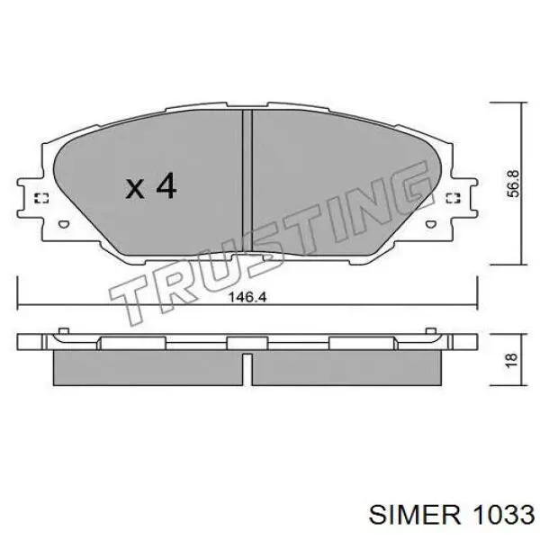 Передние тормозные колодки 1033 Simer