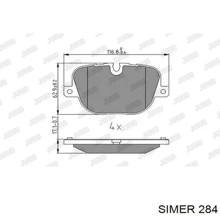 284 Simer Колодки передние