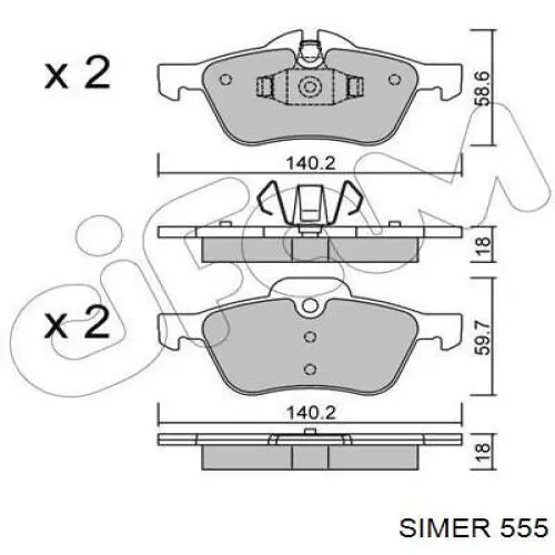 Задние тормозные колодки 555 Simer