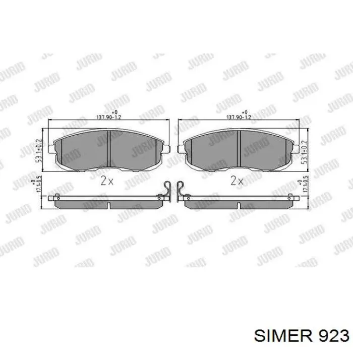 923 Simer колодки тормозные передние дисковые