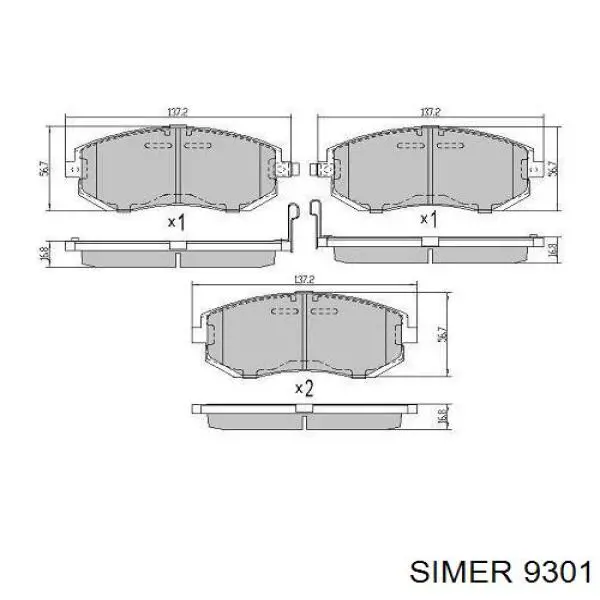 Колодки тормозные передние дисковые SIMER 9301