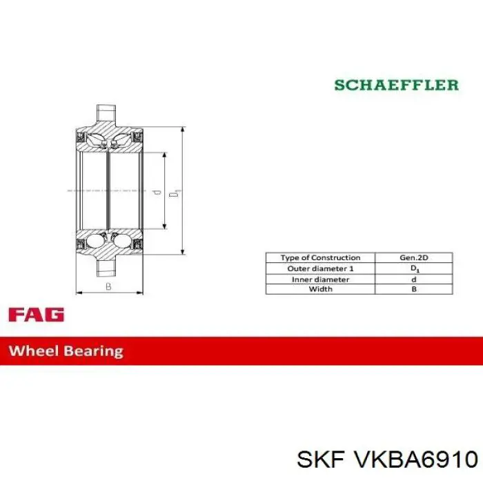 Подшипник задней ступицы VKBA6910 SKF